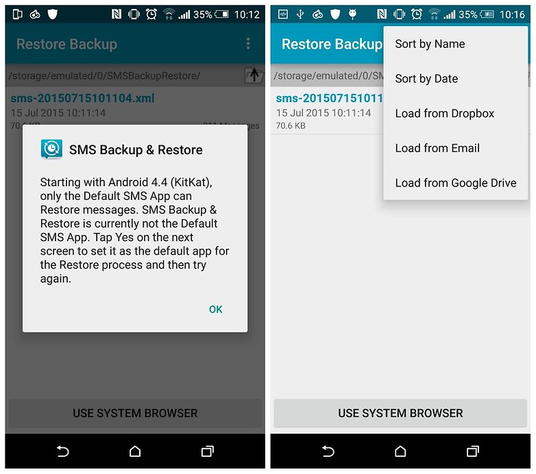 Android SMS Messages Backup and Restore