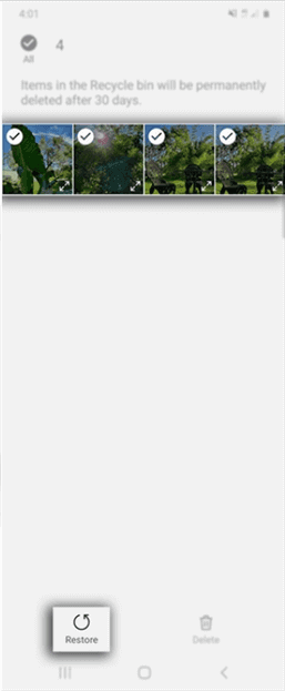 how to restore deleted media files on Android