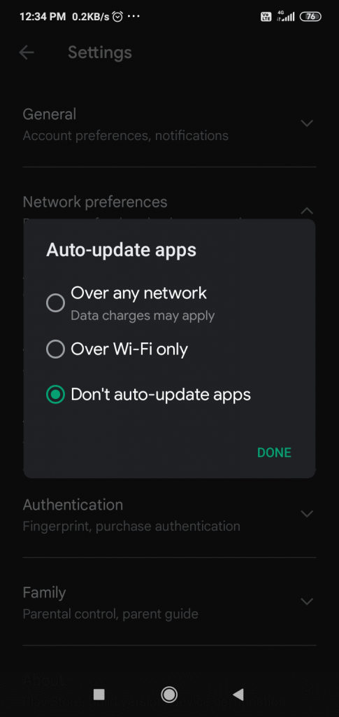 No actualizar automáticamente las aplicaciones