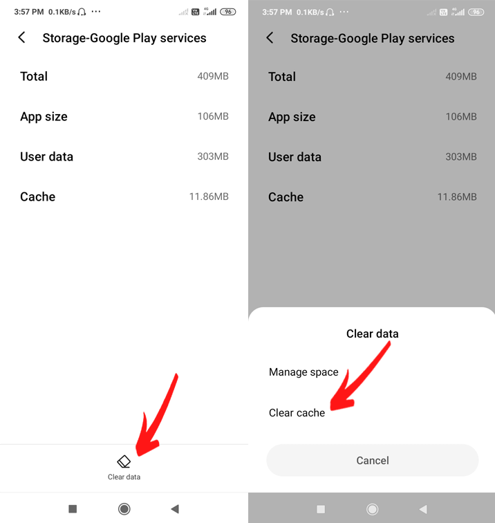 Clear Google Play Services cache
