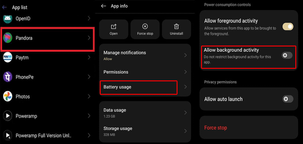 Pandora keeps stopping on Android