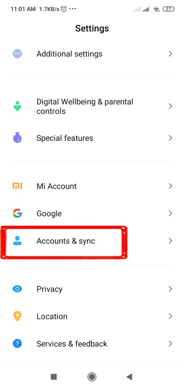 account and sync