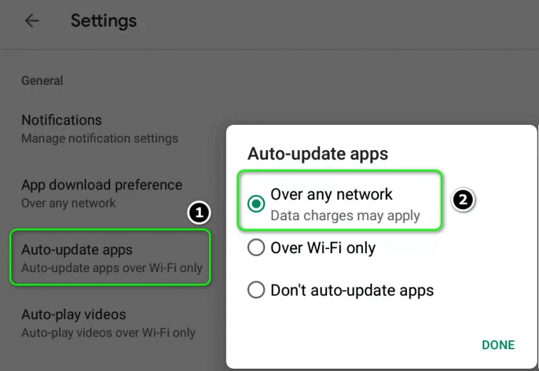 “error checking for updates” on the Play Store