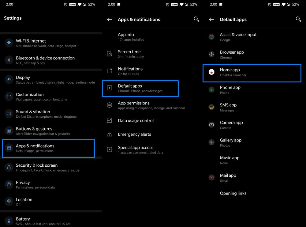 set default launcher