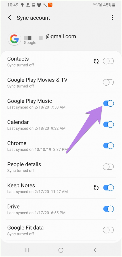 sync with google play music