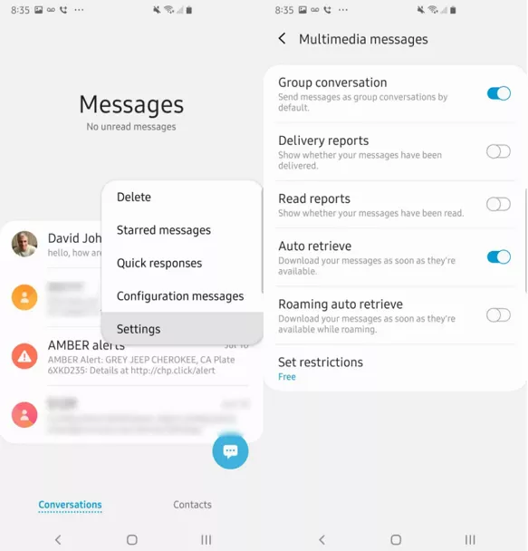 Multimedia Nachrichten Bedienung