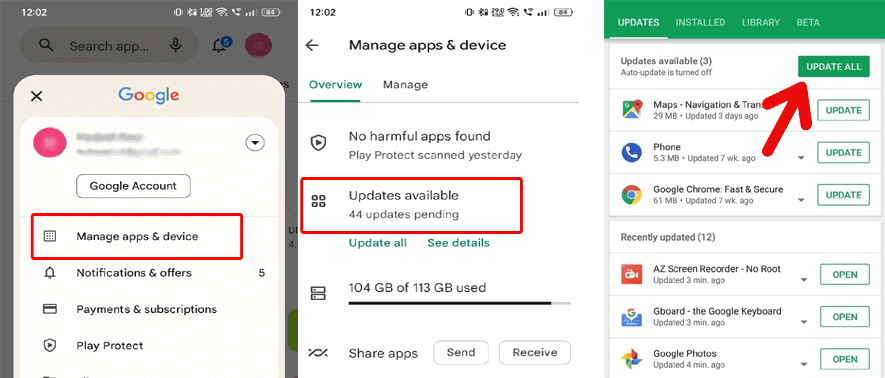 installed apps not showing in Play Store Android