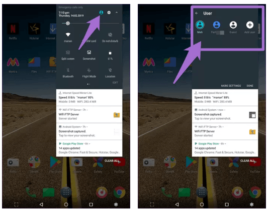 hide apps on android using multiple user feature