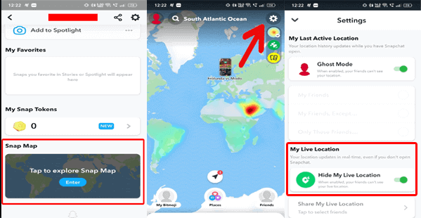 enable ghost mode on Snapchat