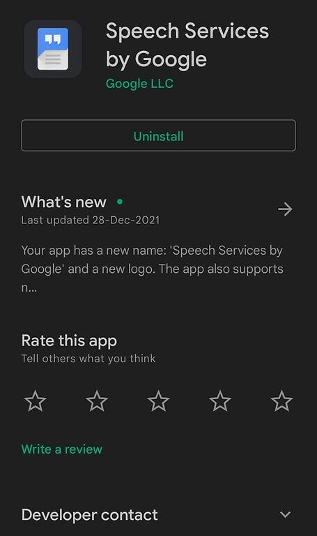 uninstall speech services by google