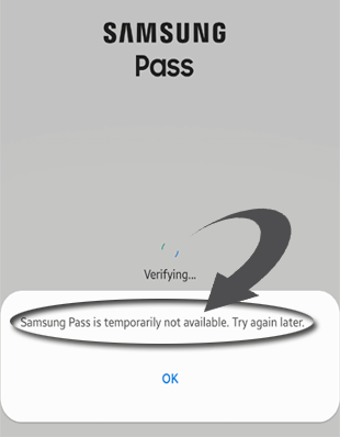 Samsung pass is temporarily not available