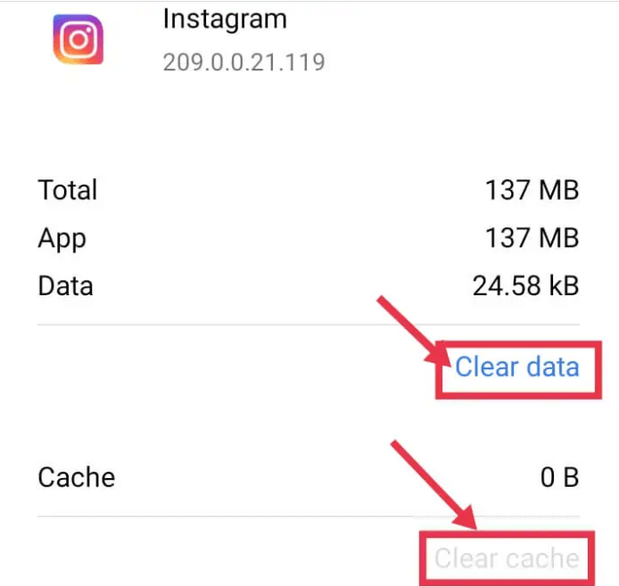 clear cache instagram