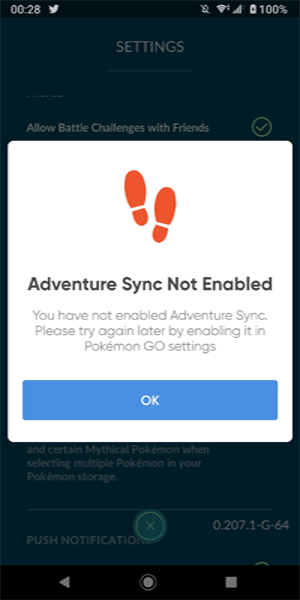 fix Pokemon Go adventure sync not working