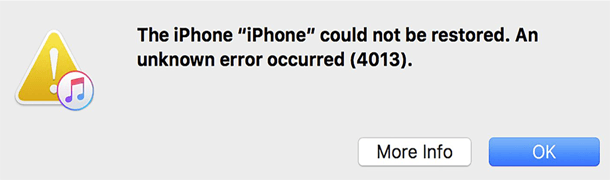 iPhone cannot be updated error 4013