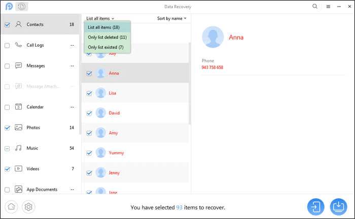 Preview & Choose the Scanned Data
