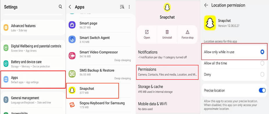 Snapchat filters not working Android