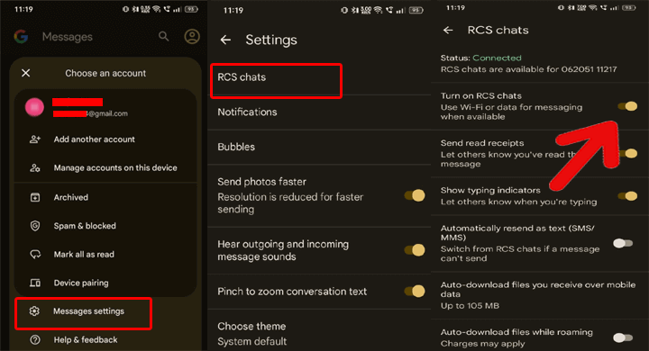 what does sent as SMS via server mean