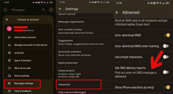 what does sent as SMS via server mean