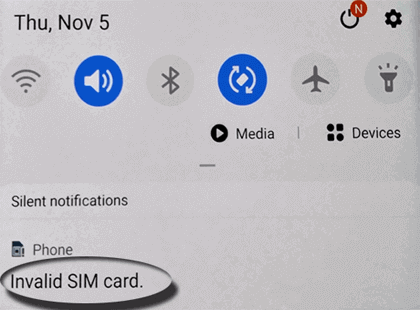 Invalid SIM card