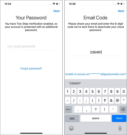 telegram Forgot password option